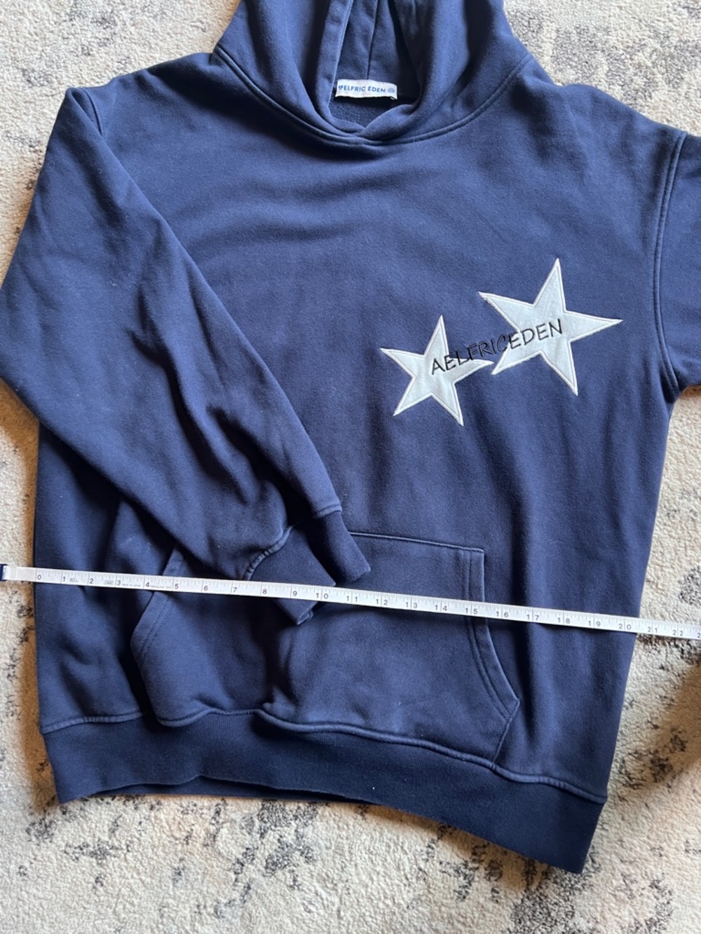 Aelfric Eden Navy Blue Hoodie with White Star Graphic - Picture 5 of 10